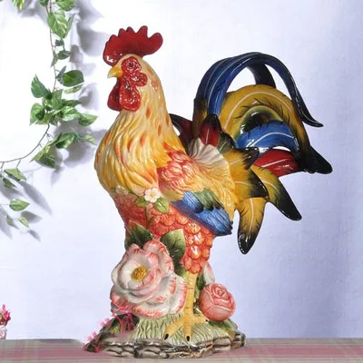 Современная роскошная керамическая статуэтка петуха, ремесла, украшение для офиса, магазина, дома, фэншуй, удача, курица, скульптура, талисман, украшения, подарки - Цвет: style5--L