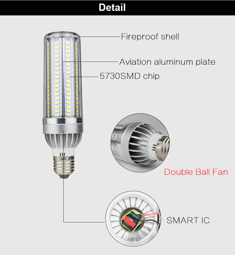 Светодиодный лампы высокой Яркость E27 SMD 5730 дневные, светодиодные лампы кукурузы 220 V 110 V с двумя подковообразными нагревающими элементами