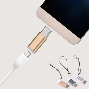 

Micro USB Type-C Adapter OTG Data Sync Charger Connector With Key Chain Lanyard