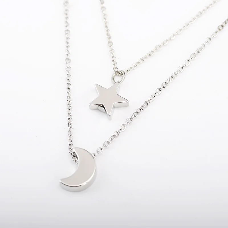 

LUKENI Korean Fashion Jewelry Moon Star Pendant Necklace Wild Bohemian Couple Necklace Women's Elegant Necklace Collar Jewelry