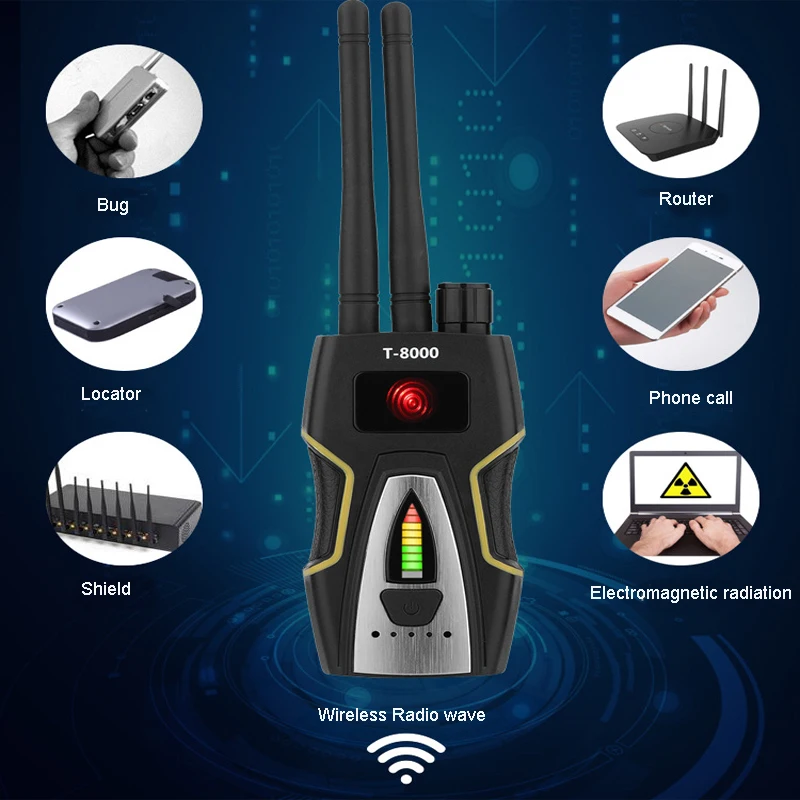 Детектор радиочастот беспроводной камеры обнаружитель подслушивающих устройств Высокочувствительный детектор шпиона радиосканер с звуковой сигнализацией