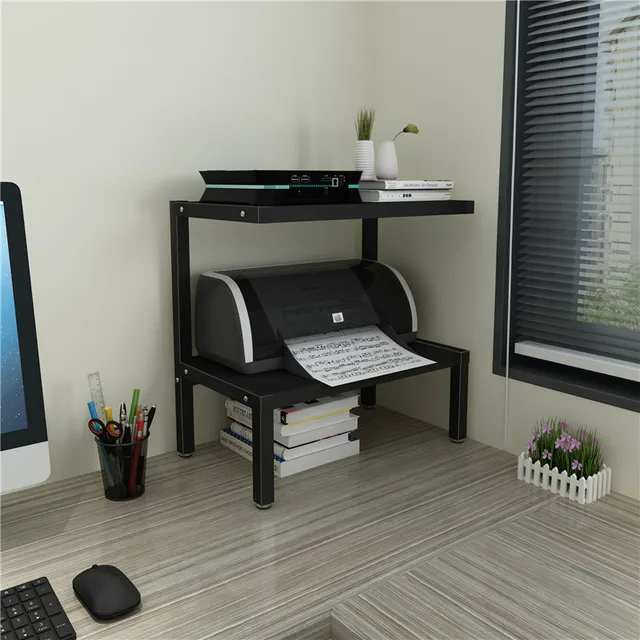 Kreatif Logam Kayu Printer Berdiri Kantor File Double Rak