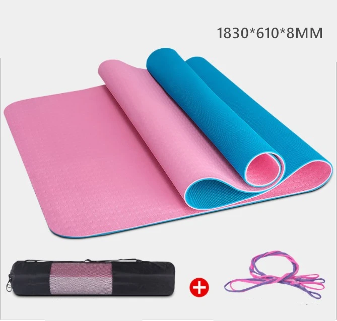 

1830*610*8MM TPE Yoga Mat Thicken Fitness Mat Beginner Odorless Cushion Mat Double-sided Color Auti-Slip Exercise Pad 2options