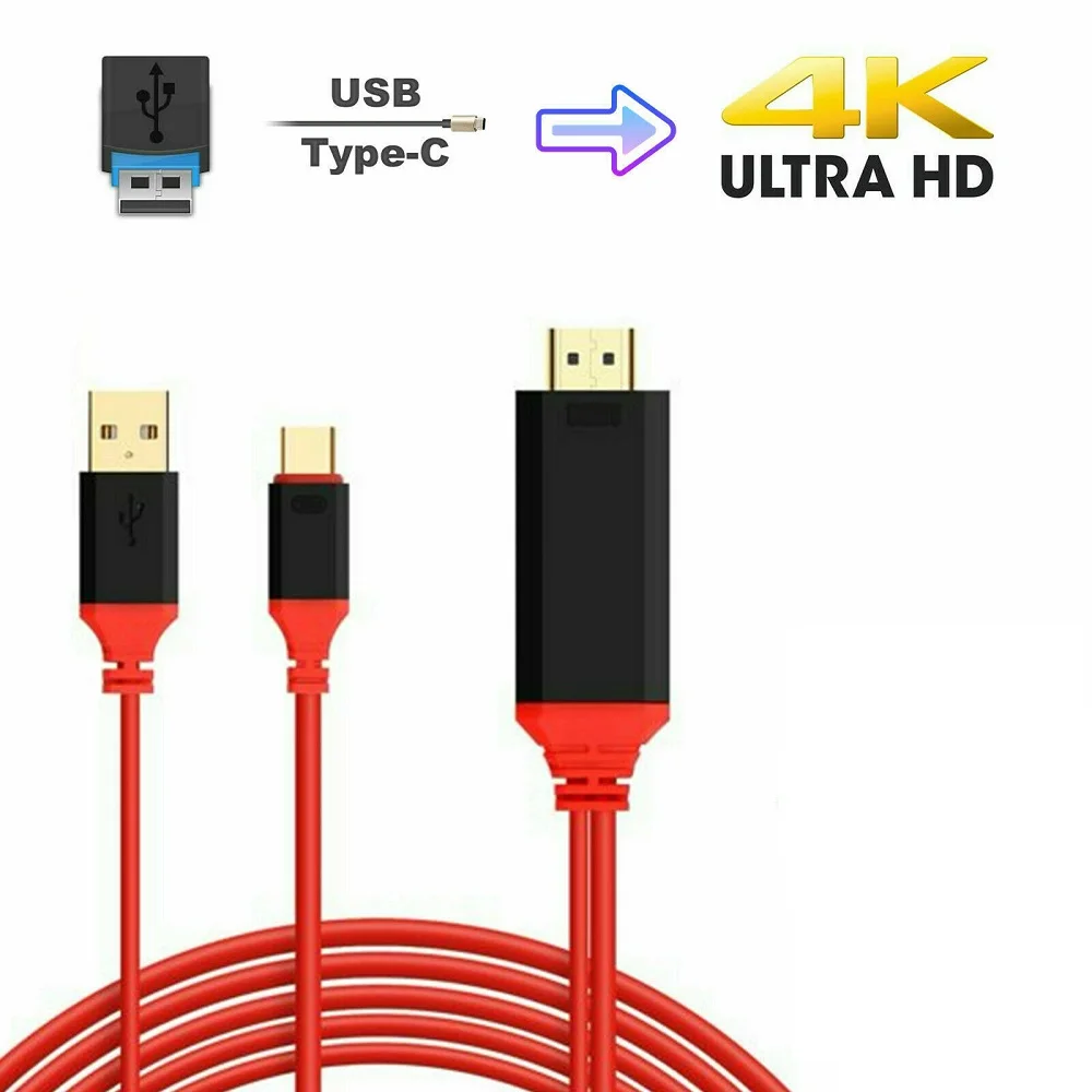 

USB 3.1 Type C to HDMI 2m Cable Adapter Converter Ultra HD 1080P 4k Charging HDTV Video Cable for Samsung S8 S9 S10 for Xiaomi