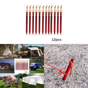 

12Pcs 18cm Professional Aluminum Alloy Tent Pegs With Rope Stake Camping Hiking Equipment Outdoor Traveling Tents Accessories