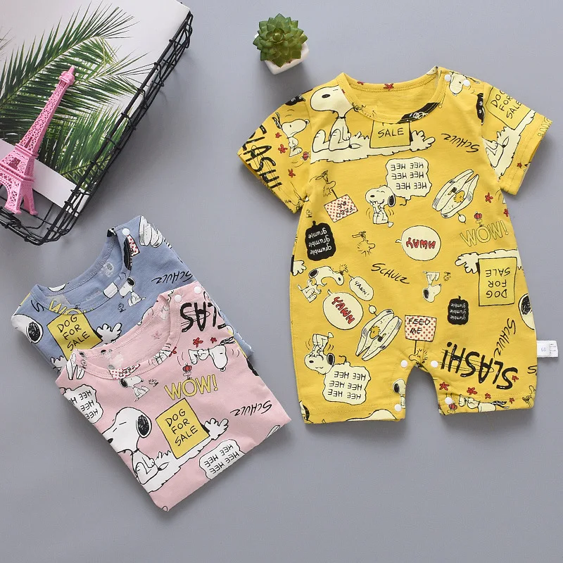 

Baby Clothing Summer New Cotton Cute Cartoon Doodle Romper Short-sleeved Newborn Baby Boy Girl Jumpsuit