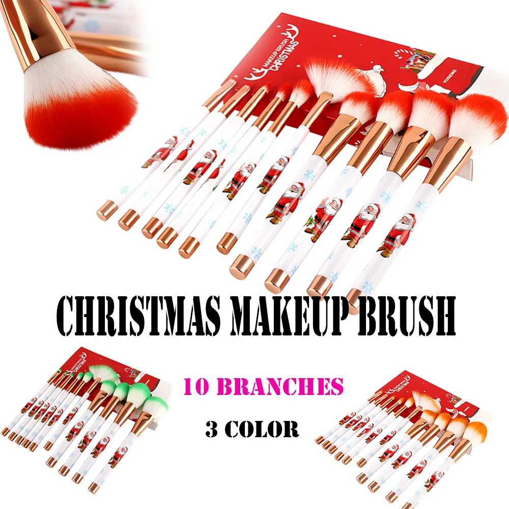 

10 pcs Christmas style Make up Brushes Sets special Designs for Girl Multifunctional Eyebrow Eyeshadow Brush Makeup Brush Sets