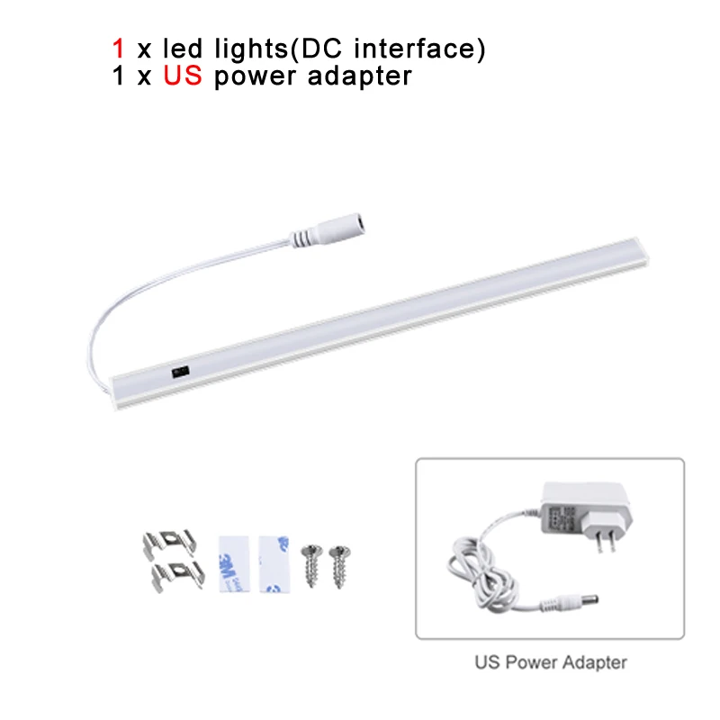 DC LED light US Plug 12V ручная развертка Сенсор жесткая лента шкаф светильник 30/40/50 см ручная развертка Кухня светильник для Лестницы спальни гардероб авто светодиодный бар светильник s - Цвет: DC LED light US Plug