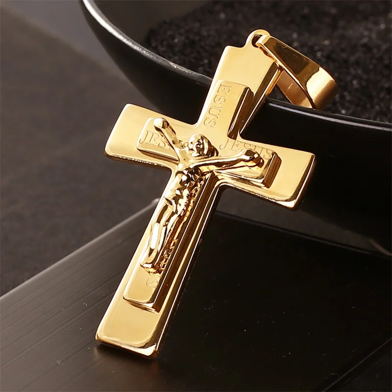 Ожерелье с подвеской в виде Креста Иисуса для мужчин, золотая цепочка из нержавеющей стали, старинное византийское ожерелье Empire, мужские ювелирные изделия