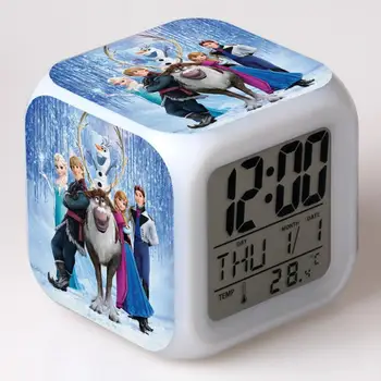 

Princess Anna Elsa Action Figures LED 7 Colors Change Touch Light Alarm Desk Watch Boys Girls Toys