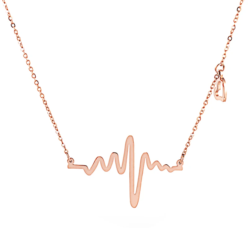 

EASYA Fashion Stainless Steel Heartbeat Medical Necklace Minimalist EKG With Love Pendant Necklace Collares For Nurse Gift