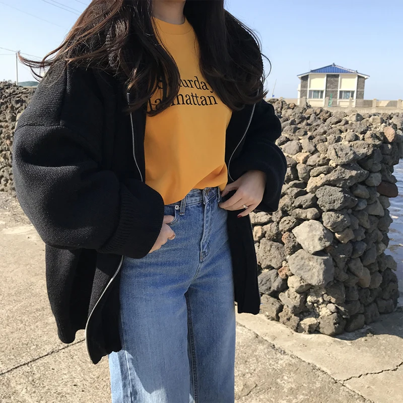 2019 Autumn Winter Cardigan Oversize Fashion Girl Long Sleeve Loose Knitting Cardigan Sweater Women Knitted Female Pull Femme 2019 Autumn Winter Cardigan Oversize Fashion Girl Long Sleeve Loose Knitting Cardigan Sweater Women Knitted Female Pull Femme