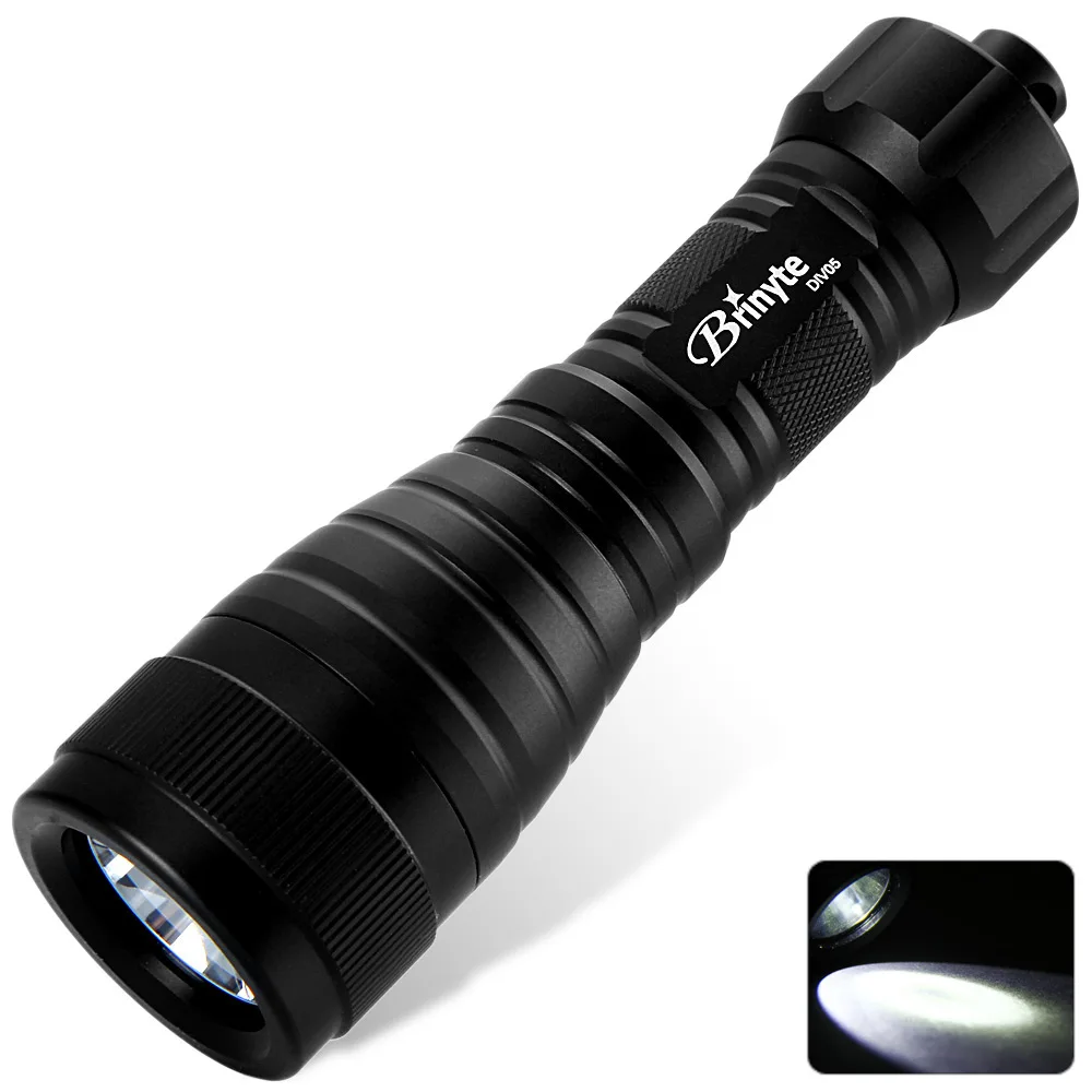 

Hot Brinyte DIV05 CREE XM - L2 Professional LED Diving 600LM 1*18650 Battery Flashlight Professional LED Diving Lamp Black J35