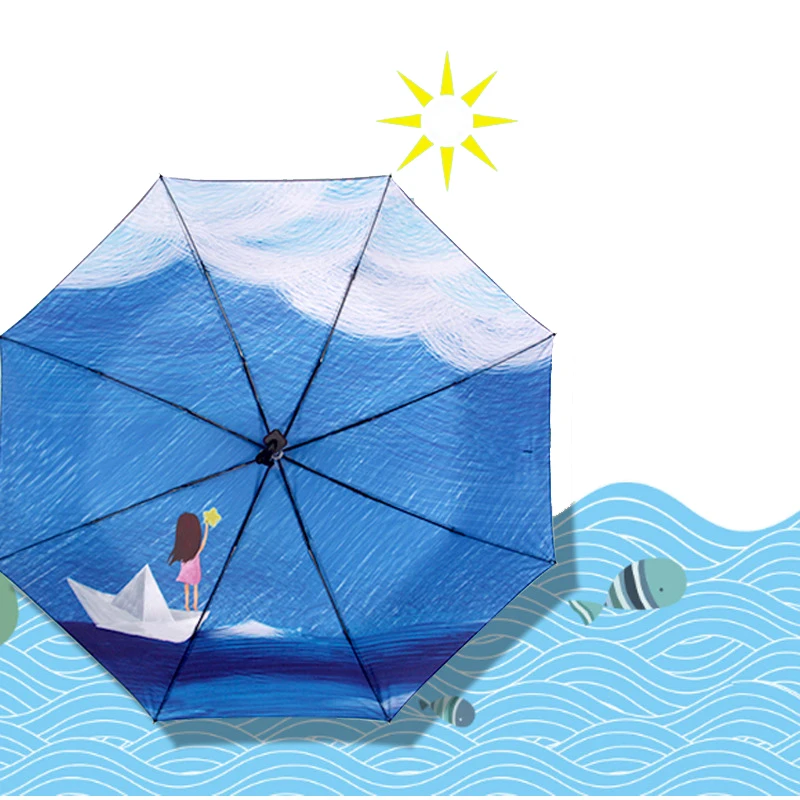 

Women Umbrella Windproof Compact Three-folding Umbrella For Men Anti-UV Rain Sunshine Parasol Ladies Sun Umbrellas Fashion Gifts