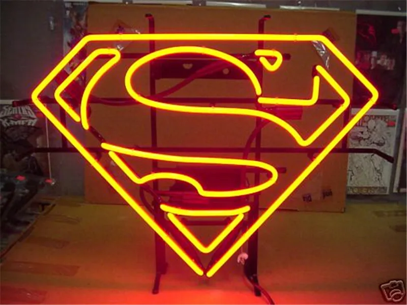 New Superman Logo Neon Light Sign Lamp 14"x10" Beer Man Cave Artwork Glass 
