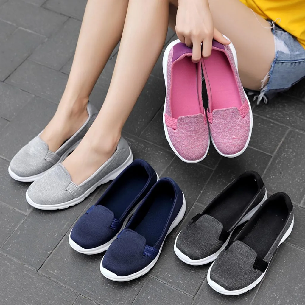 Summer women shoes women Breathable Mesh sneakers shoes ballet flats ladies slip on flats loafers shoes Plus size#N3