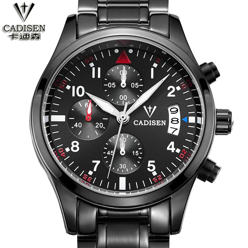 

2016 Luxury Brand CADISEN Chronograph Army Sports Calendar Men's Waterproof Stainless Steel casual Watch Men Clock Wrist watches
