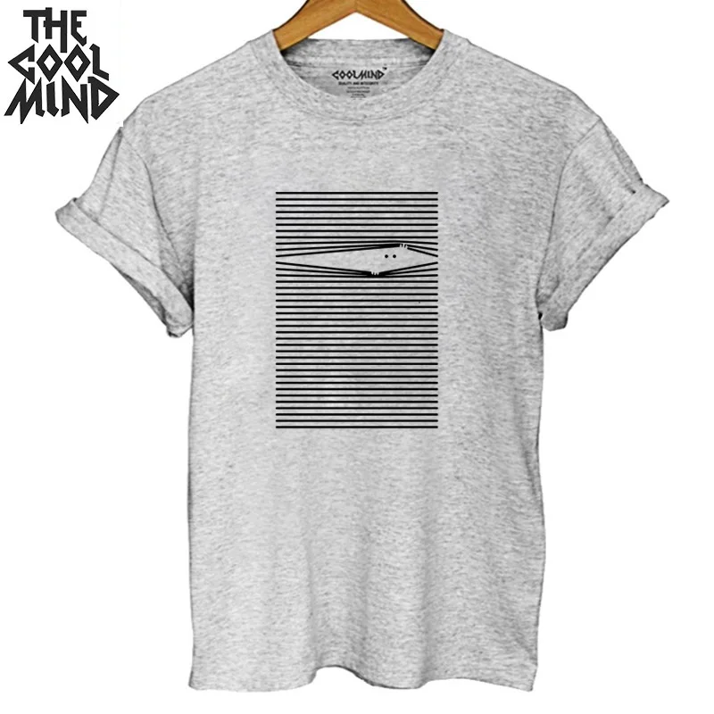 COOLMIND 100% القطن قصير كم إمرأة T قميص بارد الصيف فضفاض مضحك المرأة التي شيرت س الرقبة تي شيرت كوع تي أنثى قمصان