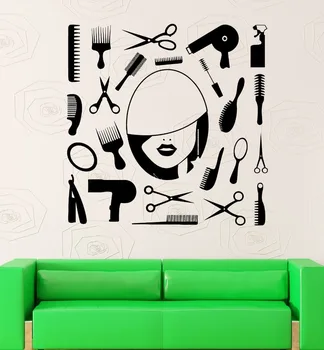 

Decal Hairdresser Beauty Salon Hair Stylist Wall Stickers for Wwindow Furniture Pattern LIPC Barber Vinyl Plastic Modern