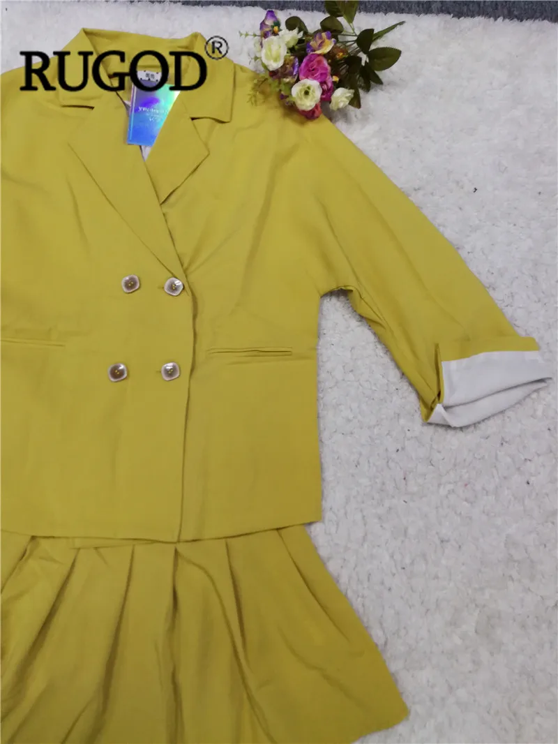 RUGOD модный однотонный однобортный Женский блейзер с зубчатым воротником, элегантные офисные женские летние пальто с длинным рукавом, блейзер Mujer