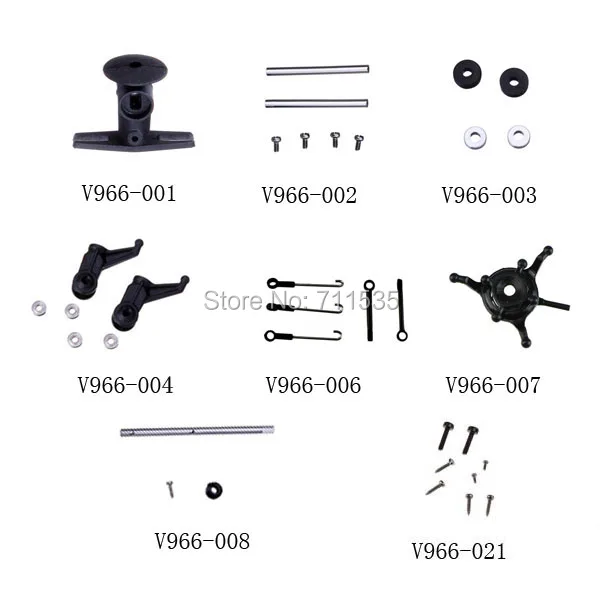 

Wltoys V966 V977 Parts Kit Tools - Main Gear Swashplate Screws V966-002 Horizontal Axis Connect Linkage V966-003 Rubber Ring