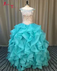 Jark Tozr индивидуальный заказ блестящие лиф со стразами кружево до открытой спиной Принцесса бальное платье Бальные платья 2019 Vestidos De 15 Anos