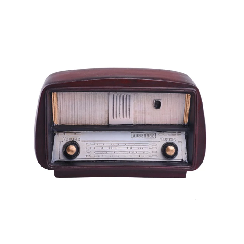 Europe Style Resin Radio Model Retro Nostalgic Ornaments Vintage Radio Craft Bar Home Decor Accessories Gift Antique Imitation