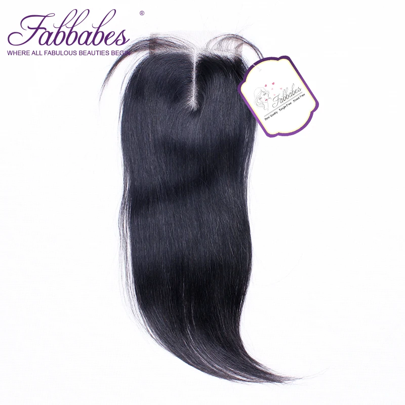 Fabbabes перуанский прямые волосы кружева закрытия средней части человеческих волос застежка 4 "x 4" швейцарские кружева 1 шт Бесплатная доставка