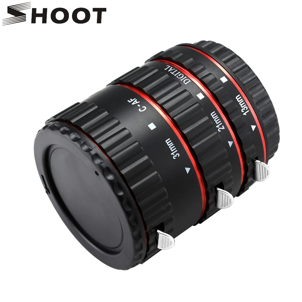 SHOOT Red Metal Auto Focus Macro Extension Tube Set For Canon SLR Cameras CANON EF EF