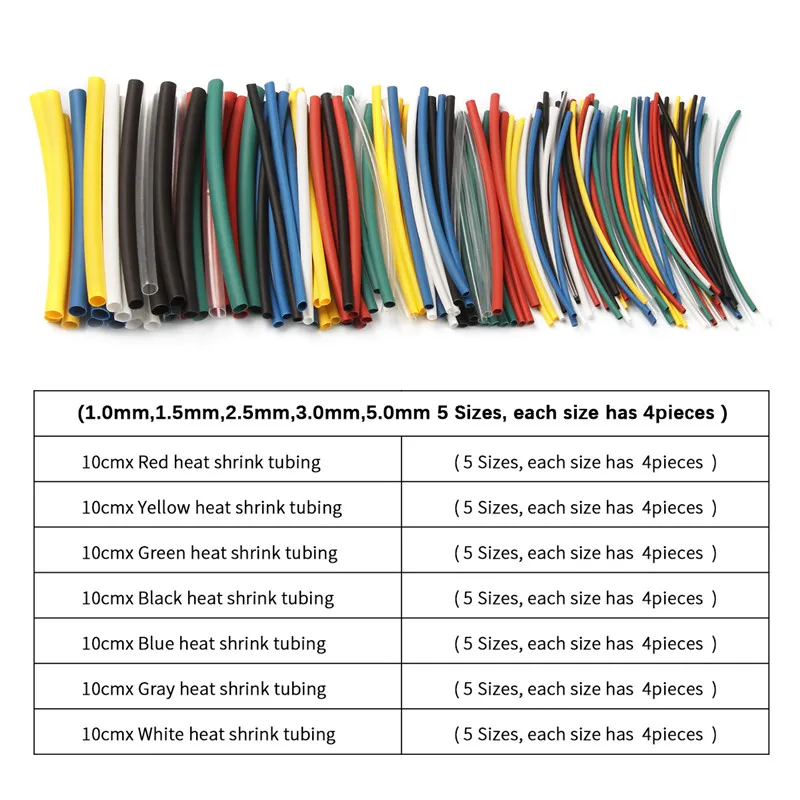 140pcs/lot Car Electrical Cable Tube kits Heat Shrink Tubing Wrap Sleeve Assorted 7color Mixed Color Tubing Sleeving Wrap Wire