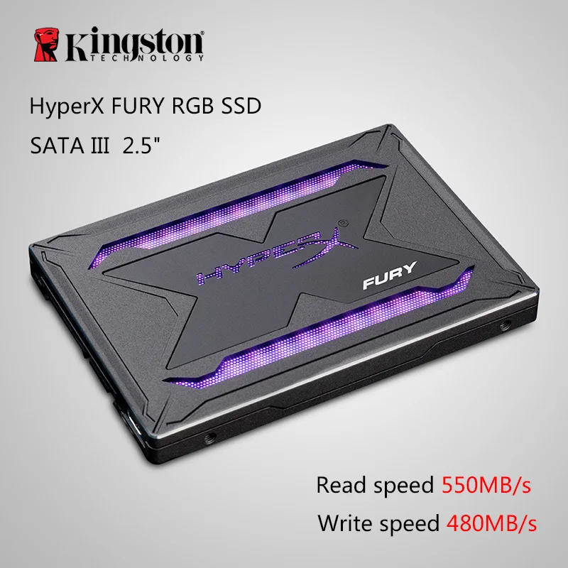 Kingston RGB Внутренний твердотельный накопитель HyperX FURY 2,5 дюйма SATA III 240 ГБ 480 ГБ 960 ГБ HDD жесткий диск Красочный световой эффект