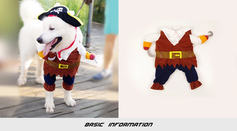 Костюм пирата для косплея, одежда для маленьких собак, зимняя куртка для французского бульдога, стоячий костюм для собак на Хэллоуин, пальто для чихуахуа, одежда для домашних животных