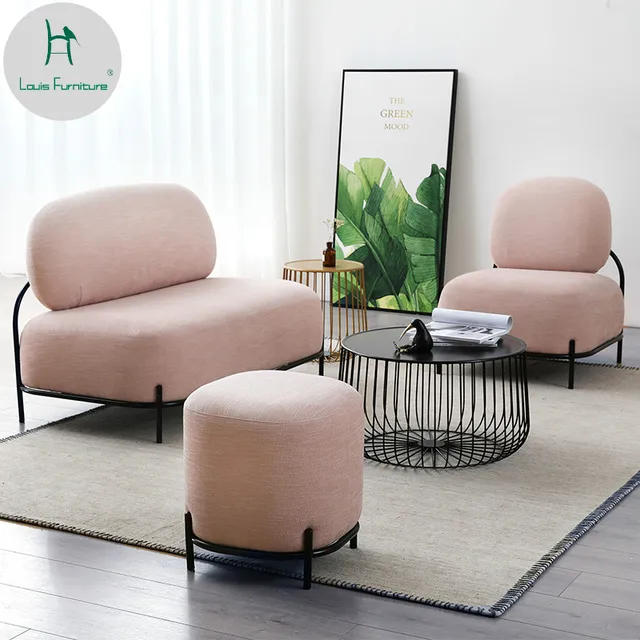 Us 316 9 Louis Fashion Living Room Sofas Nordic Fabric Small Apartment Furniture Modern Simple Leisure Lounge Cafe Milk Tea In