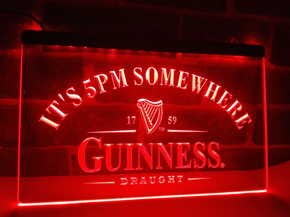 LA091 Guinness It's 5 pm где то светодиодный неоновый светильник|home decor|crafts lightingcraft decoration |