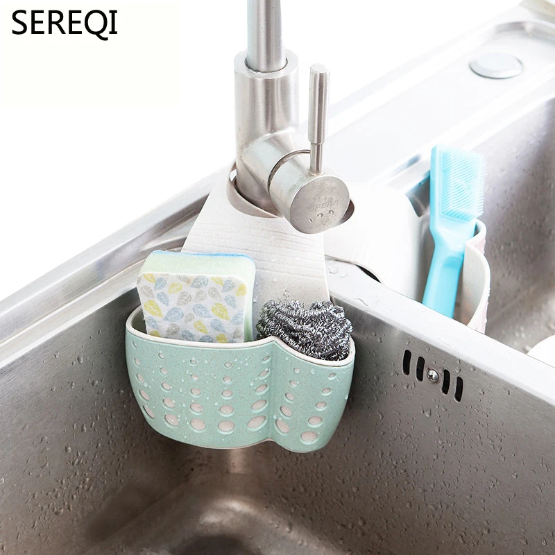 

SEREQI adjustable sink sink sponge storage rack hanging basket bathroom accessories kitchen organizer rack