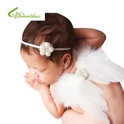 Прекрасный Новорожденный ребенок Подставки для фотографий маленьких Обувь для девочек Крылья Ангела оборудованная крыло комплект Перо