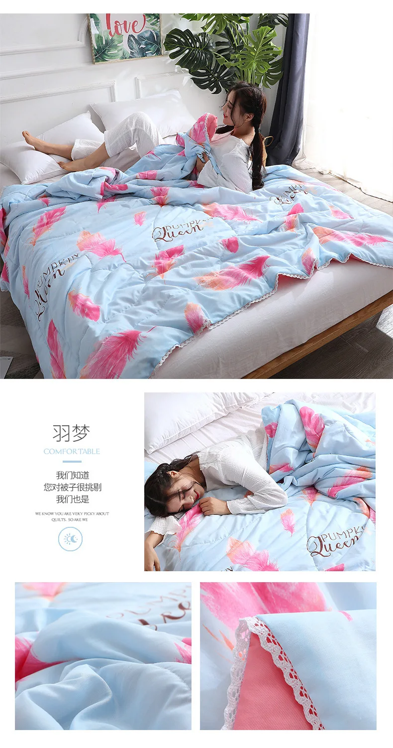 Осенне-летнее тонкое стеганое одеяло для взрослых детей, Мягкое хлопковое комфортное одеяло, покрывало, 24