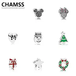 CHAMSS 925 Silver подвешиваемый кулон гаджет мультфильм мышь в форме сердца милый брелок подарок