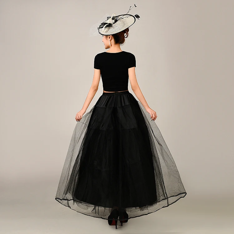 Saias de Tule Underskirt para o Vestido de Casamento para Mulheres Nova Saia Longa Três Camadas Branco - Preto 2020 6 Três Camadas Underskirt Para O Vestido de