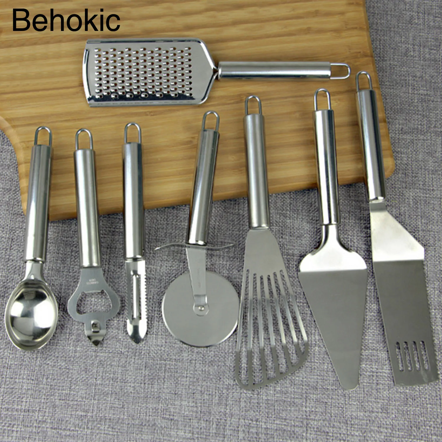 Behogar Professional Practical Stainless Steel Kitchen Utensil Kit Set