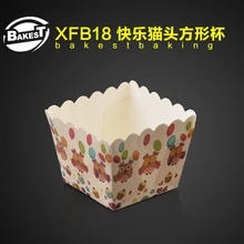 BAKEST 100 шт. в партии прекрасный узор квадратный торт выпечки Бумага чашки