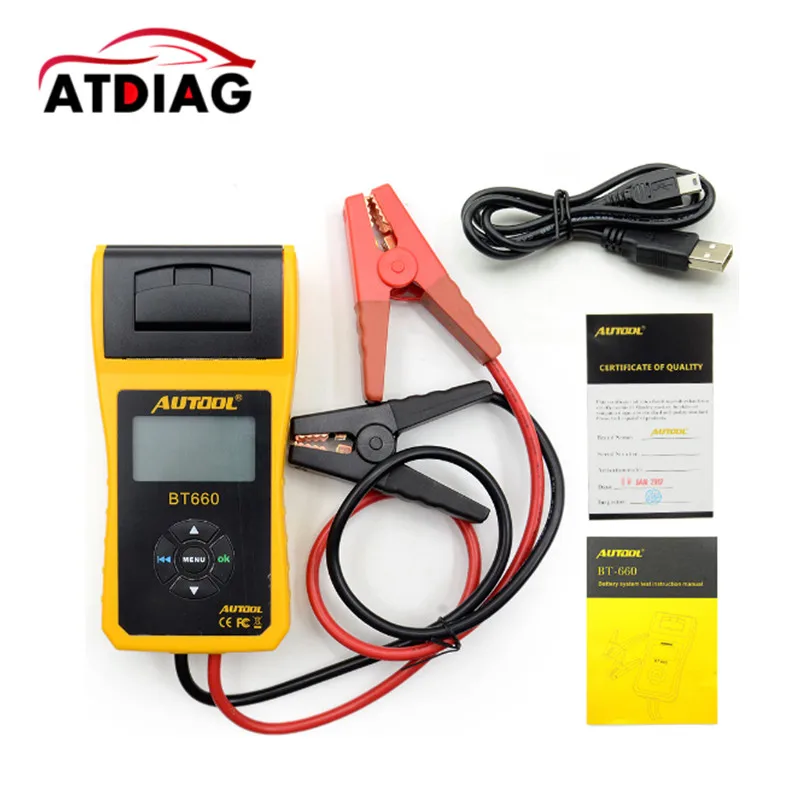 

AUTOOL BT-660 Car Battery Tester With Built-in Printer BT660 Battery Analyzer For Flooded/AGM/GEL/EFB Detect Bad Battery Cell