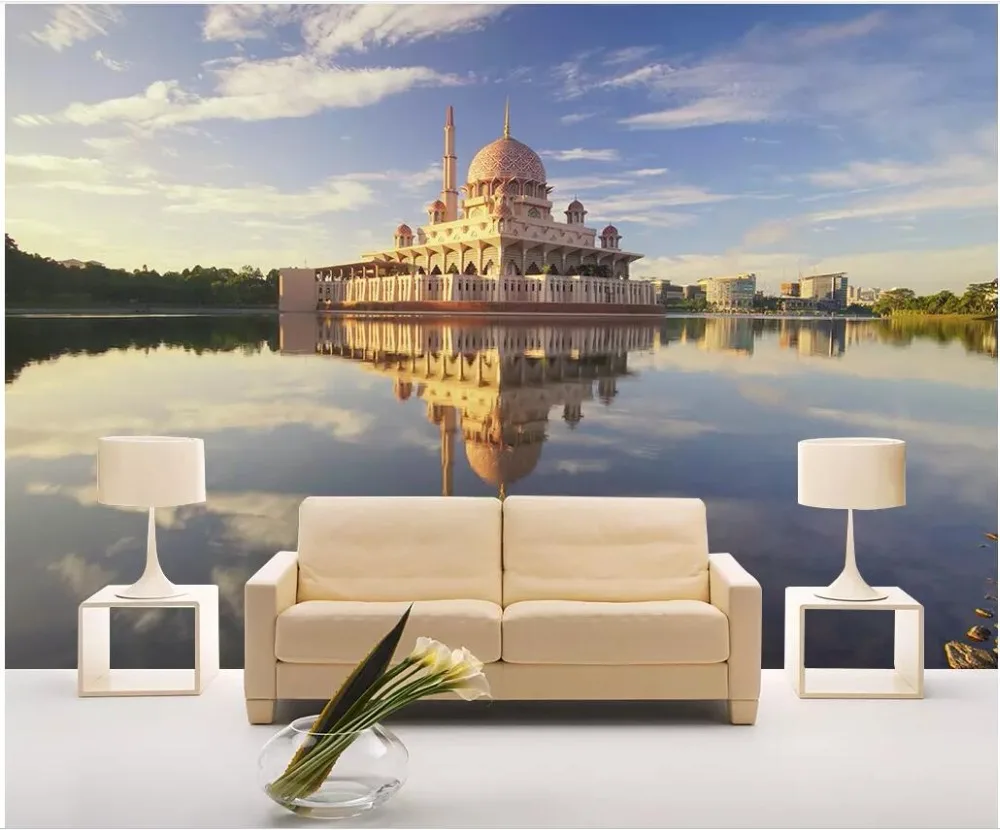 

WDBH Custom photo 3d wallpaper Beautiful scenery on the water castle room home decor 3d wall murals wallpaper for walls 3 d