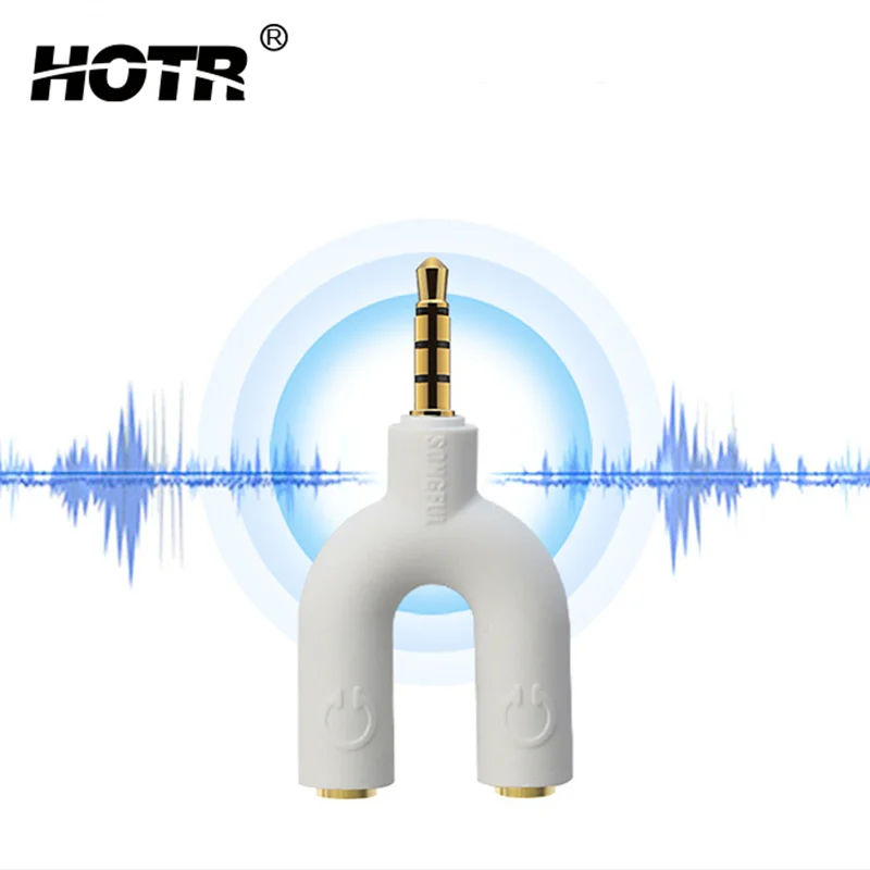 

U2 Earphone Share Adapter 3.5mm Audio Aux Plug Headphone Sharing Distributor Splitter for MP3 MP4 with Microphone Call Function