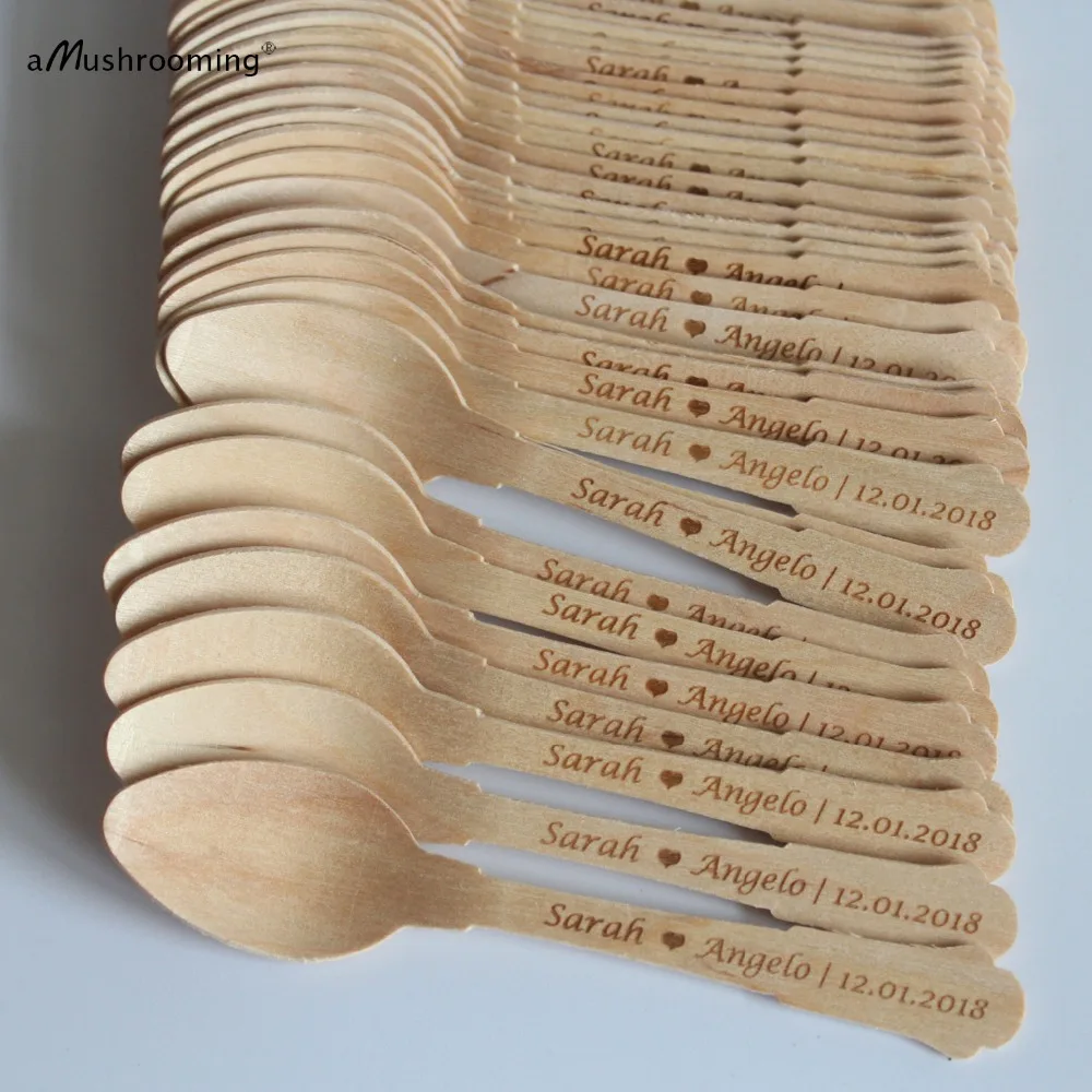 Small Classic Spoon with Personalized Text Name Wooden Mini Spoons