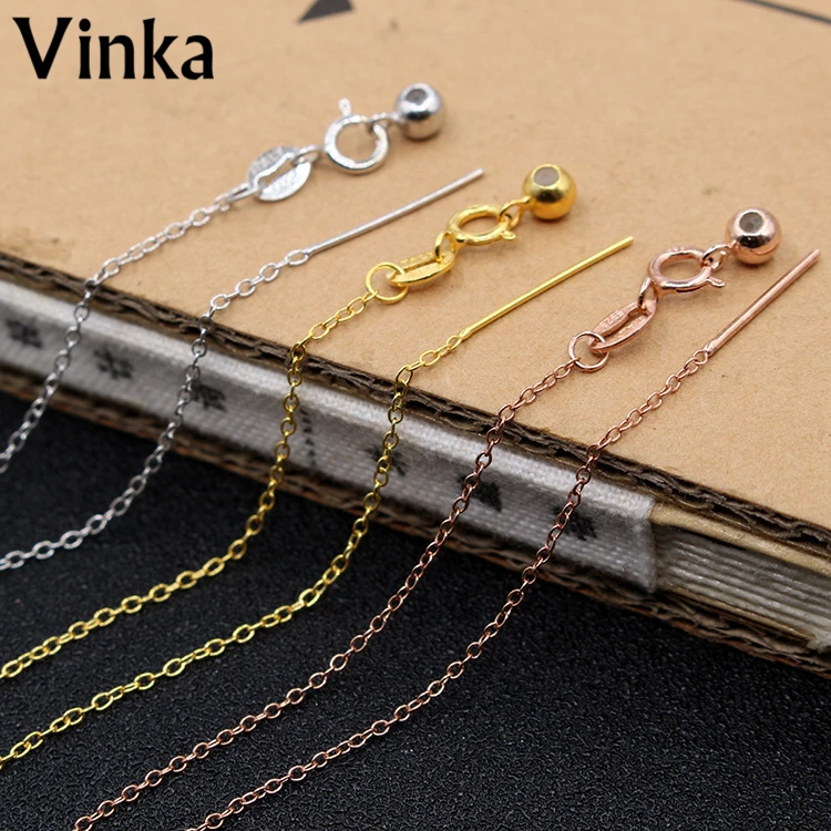 

10pcs/lot Real 925 sterling silver rolo chain necklace adjustable DIY silver chain necklace