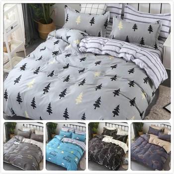 

fresh style trees deer bedlinens high quality sanding cotton fabric Single Queen King Full size duvet cover 3/4 pcs bedding set