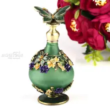 23ml Antique Butterfly Empty Crystal Metal Perfume Bottle Wedding Gift Art Decor