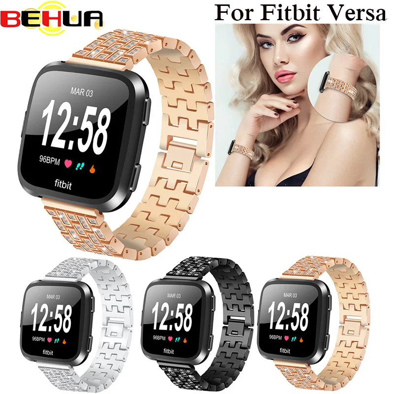 Металлический ремешок для часов Fitbit умные часы Versa Браслет сменный со стразами