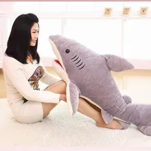 Большая креативная плюшевая игрушка Акула, мягкая большая серая кукла-Акула, подарок на день рождения около 120 см